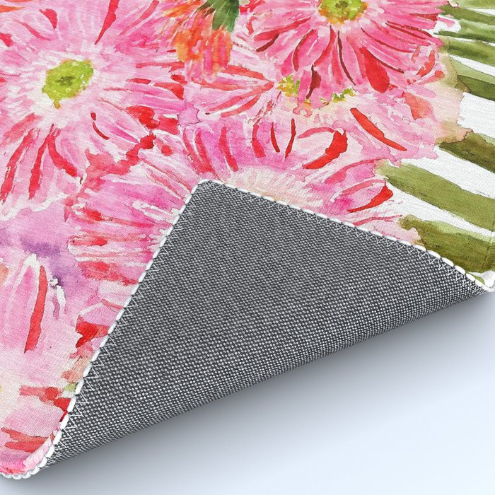 Pink Gerbera Daisy watercolor Rug Gallery Image 4