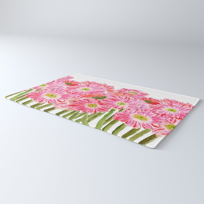 Pink Gerbera Daisy watercolor Rug Gallery Image 3