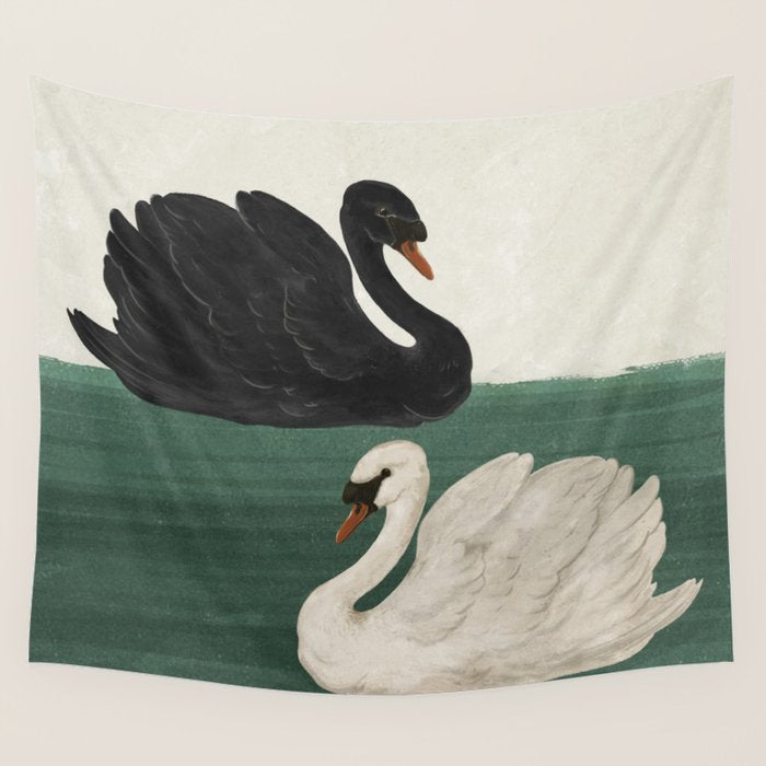 Black Swan White Swan Wall Tapestry Gallery Image 4
