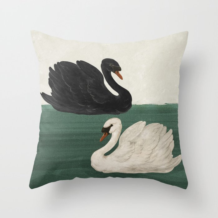 Black Swan White Swan Throw Pillow Gallery Image 6