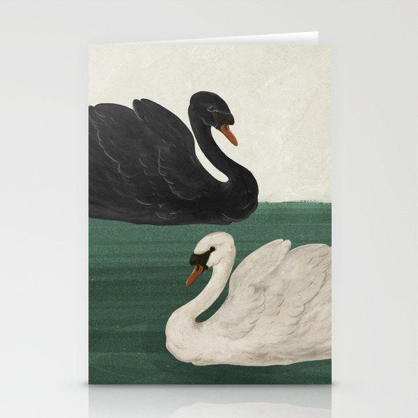 Black Swan White Swan Stationery Card Gallery Image 1