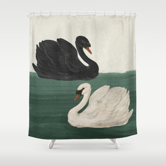Black Swan White Swan Shower Curtain Gallery Image 1