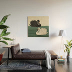 Black Swan White Swan Wood Wall Art Gallery Image 2