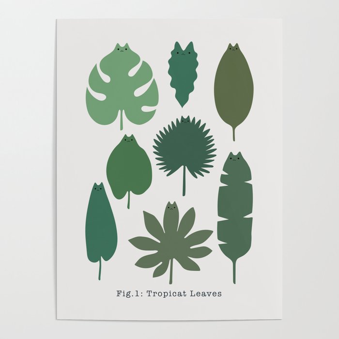 Cat and Plant 39: Tropicat Leaves Poster Gallery Image 4