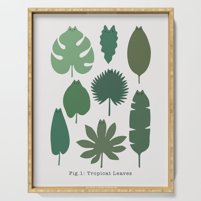 Cat and Plant 39: Tropicat Leaves Serving Tray Gallery Image 1