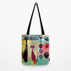 Mid-Century Modern 2 Cats - Graffiti Style Tote Bag Gallery Image 2