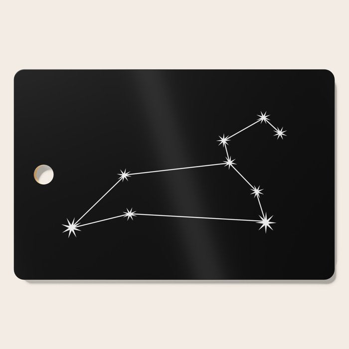 Leo Zodiac Star Constellation Line Art Black Cutting Board Gallery Image 1