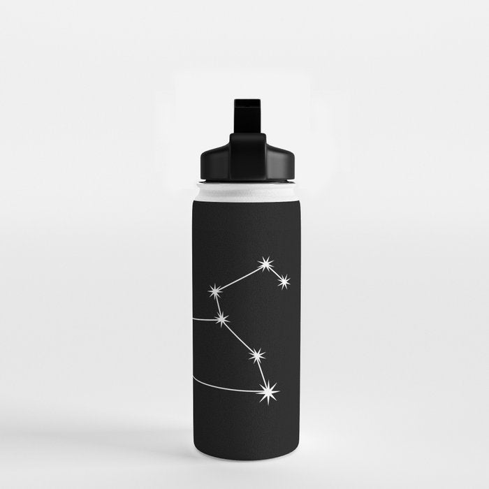 Leo Zodiac Star Constellation Line Art Black Water Bottle Gallery Image 2