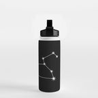 Leo Zodiac Star Constellation Line Art Black Water Bottle Gallery Image 2