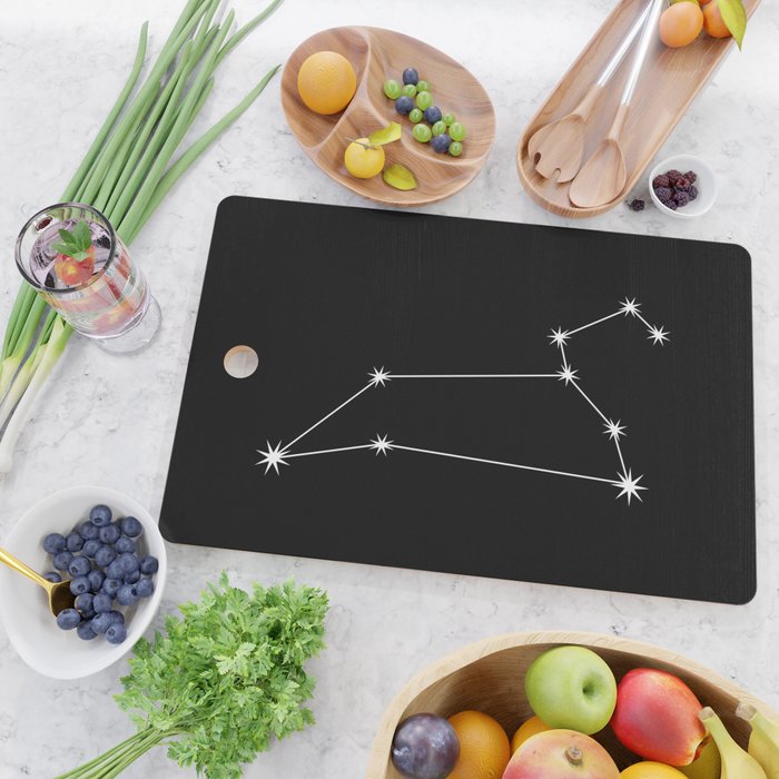 Leo Zodiac Star Constellation Line Art Black Cutting Board Gallery Image 2