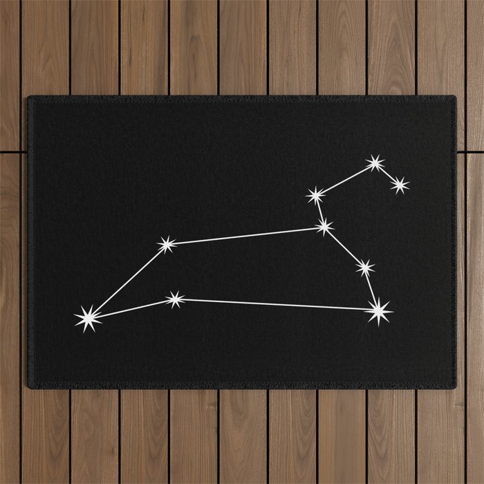 Leo Zodiac Star Constellation Line Art Black Outdoor Rug Gallery Image 1