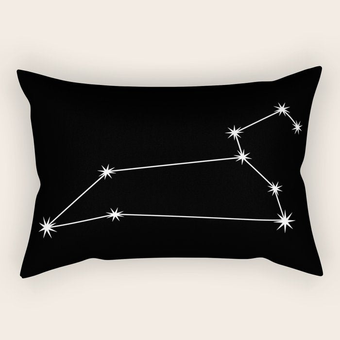 Leo Zodiac Star Constellation Line Art Black Rectangular Pillow Gallery Image 1