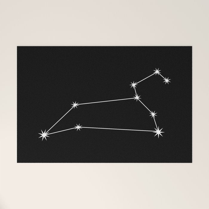 Leo Zodiac Star Constellation Line Art Black Welcome Mat Gallery Image 1