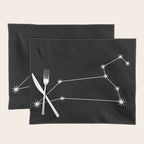 Leo Zodiac Star Constellation Line Art Black Placemat Gallery Image 1