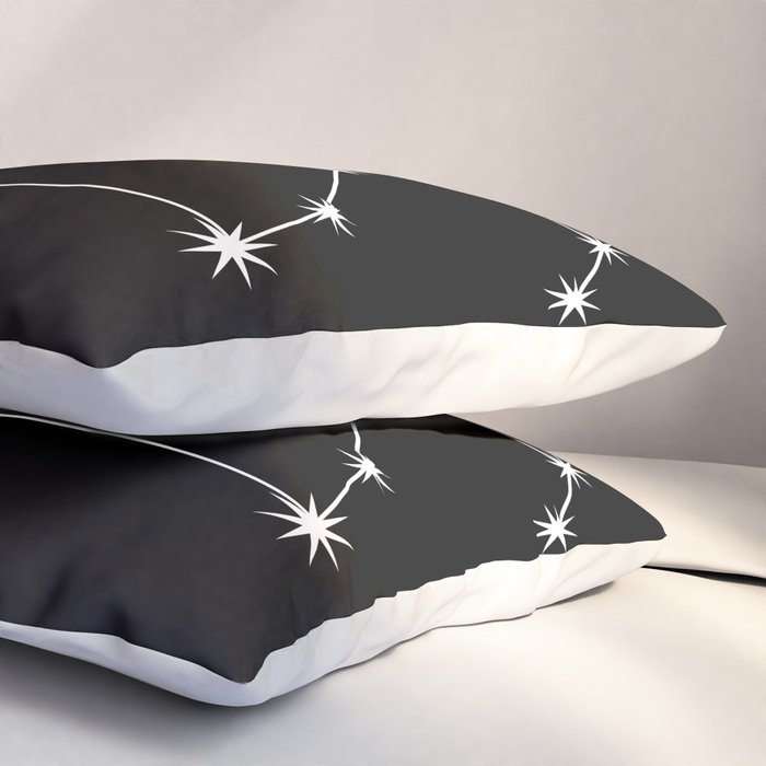 Leo Zodiac Star Constellation Line Art Black Pillow Sham Gallery Image 3