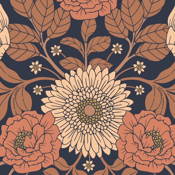 Peach, Dusty Rose, Mauve & Blue-Gray Floral Pattern Coffee Mug Gallery Image 2