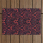 Gothic Halloween Damask - Red black and white  Outdoor Rug Gallery Image 1