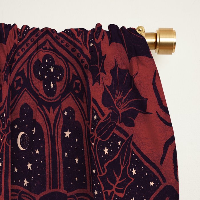 Gothic Halloween Damask - Red black and white  Window Curtain Gallery Image 2