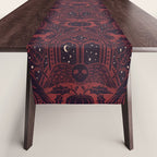 Gothic Halloween Damask - Red black and white  Table Runner Gallery Image 1