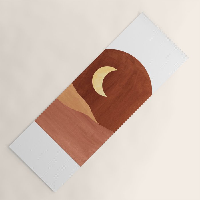 TERRACOTTA NIGHT, abstract landscape, moon and desert Yoga Mat Gallery Image 1