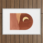 TERRACOTTA NIGHT, abstract landscape, moon and desert Outdoor Rug Gallery Image 1