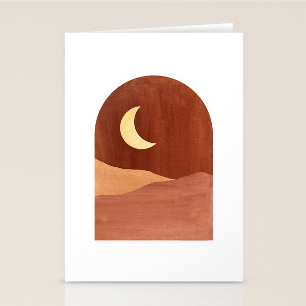 TERRACOTTA NIGHT, abstract landscape, moon and desert Stationery Card Gallery Image 1