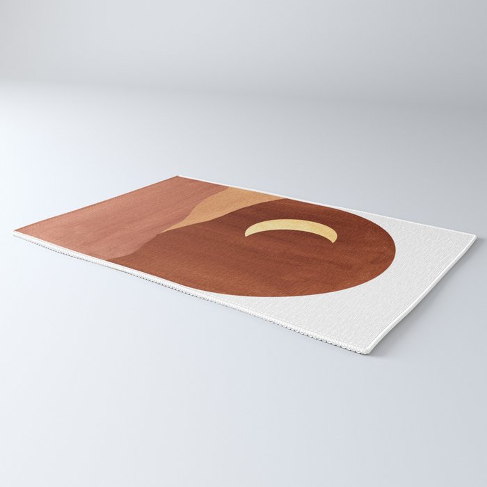 TERRACOTTA NIGHT, abstract landscape, moon and desert Rug Gallery Image 3