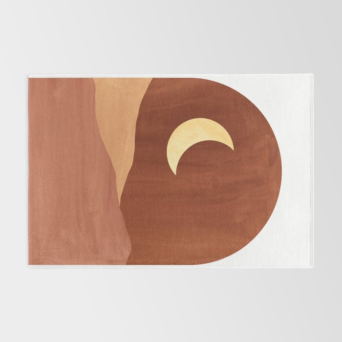 TERRACOTTA NIGHT, abstract landscape, moon and desert Rug Gallery Image 2