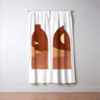 TERRACOTTA NIGHT, abstract landscape, moon and desert Window Curtain Gallery Image 3