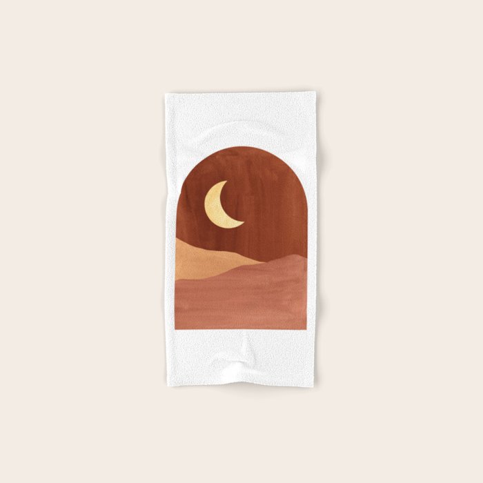 TERRACOTTA NIGHT, abstract landscape, moon and desert Bath Towel Gallery Image 1