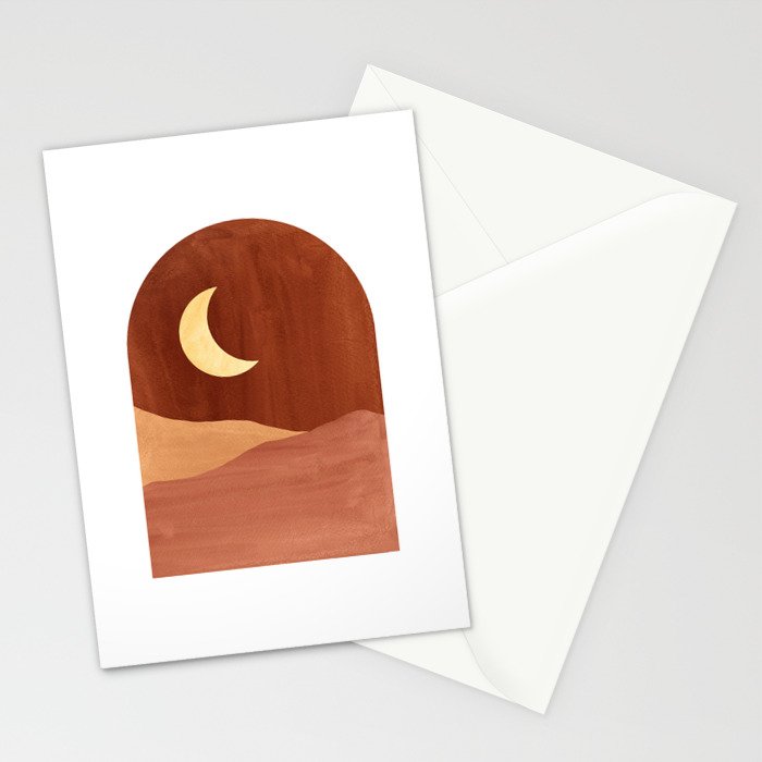 TERRACOTTA NIGHT, abstract landscape, moon and desert Stationery Card Gallery Image 2