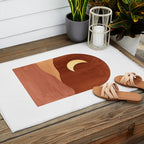 TERRACOTTA NIGHT, abstract landscape, moon and desert Outdoor Rug Gallery Image 2
