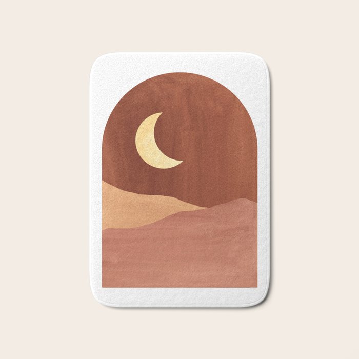 TERRACOTTA NIGHT, abstract landscape, moon and desert Bath Mat Gallery Image 1