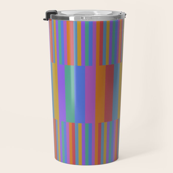 Mixed Stripes Pattern II Primary Rainbow Travel Mug Gallery Image 3