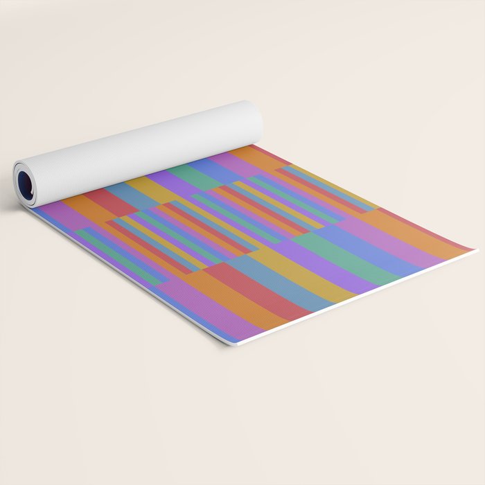 Mixed Stripes Pattern II Primary Rainbow Yoga Mat Gallery Image 2