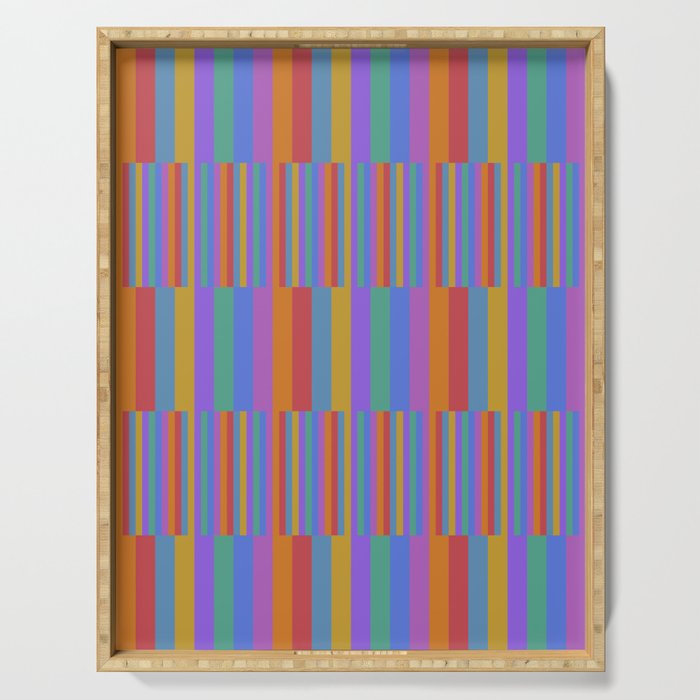 Mixed Stripes Pattern II Primary Rainbow Serving Tray Gallery Image 1