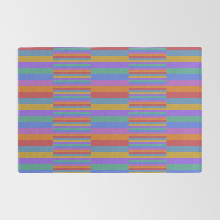 Mixed Stripes Pattern II Primary Rainbow Rug Gallery Image 2