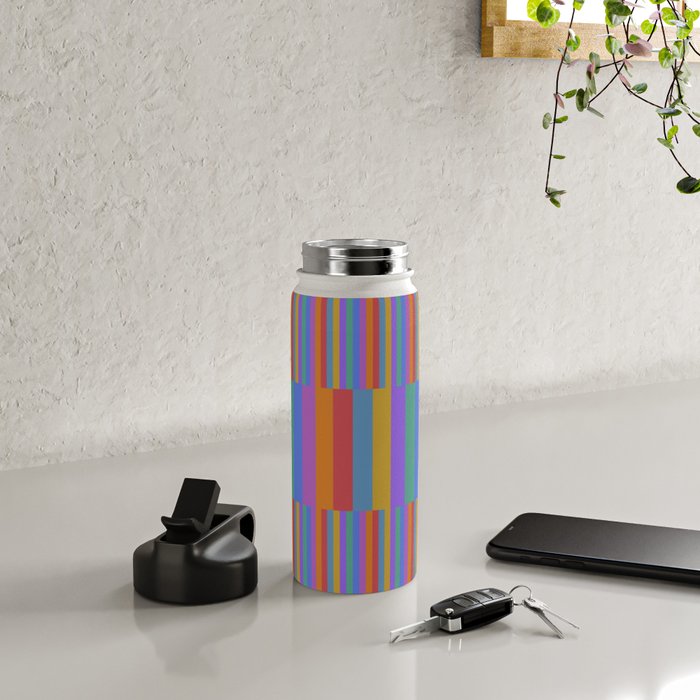 Mixed Stripes Pattern II Primary Rainbow Water Bottle Gallery Image 4
