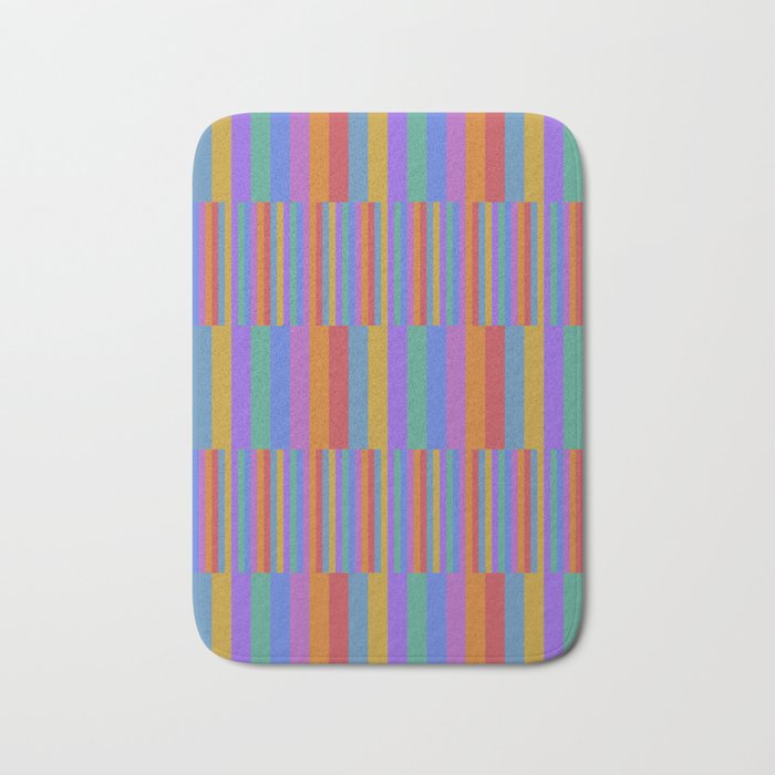 Mixed Stripes Pattern II Primary Rainbow Bath Mat Gallery Image 1