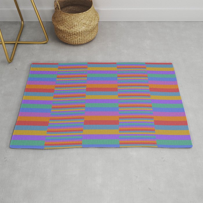 Mixed Stripes Pattern II Primary Rainbow Rug Gallery Image 1