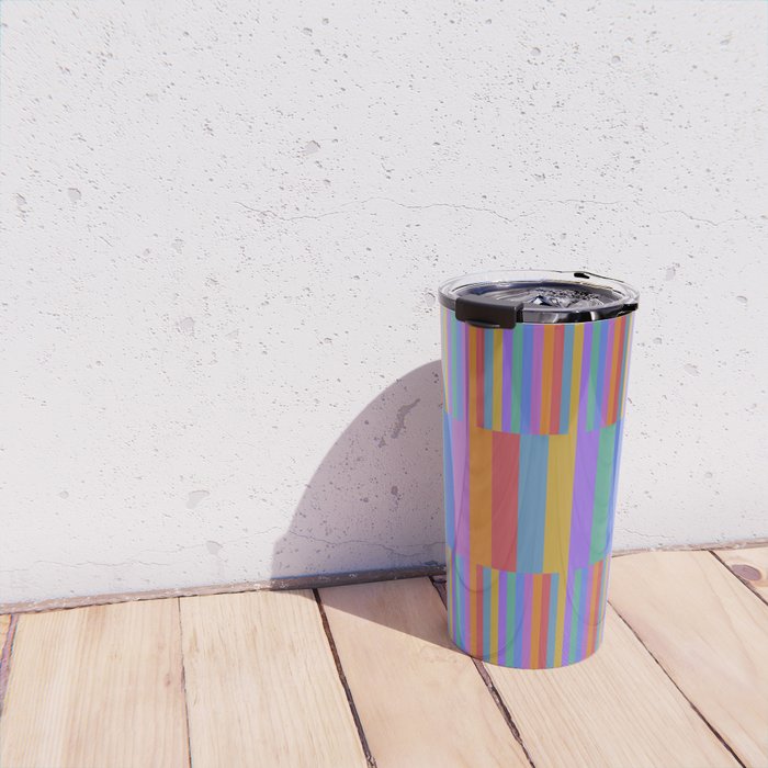 Mixed Stripes Pattern II Primary Rainbow Travel Mug Gallery Image 4