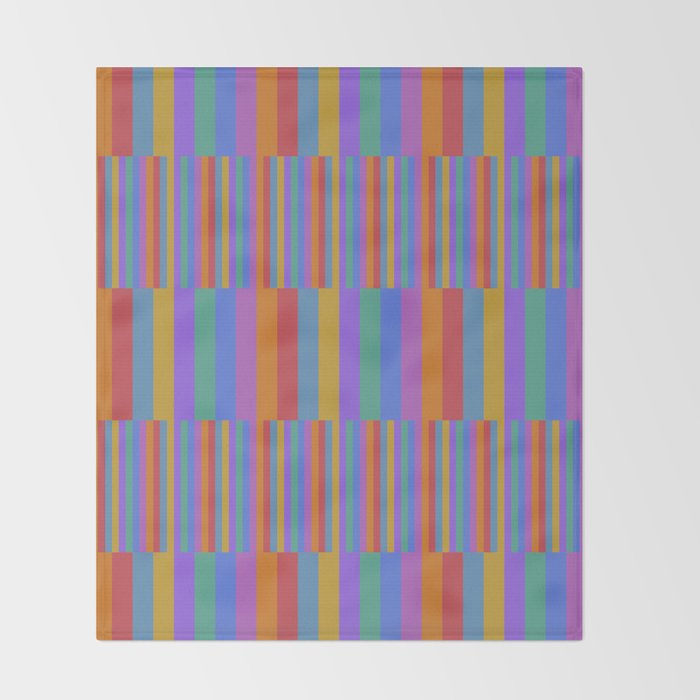 Mixed Stripes Pattern II Primary Rainbow Throw Blanket Gallery Image 2