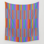 Mixed Stripes Pattern II Primary Rainbow Wall Tapestry Gallery Image 4