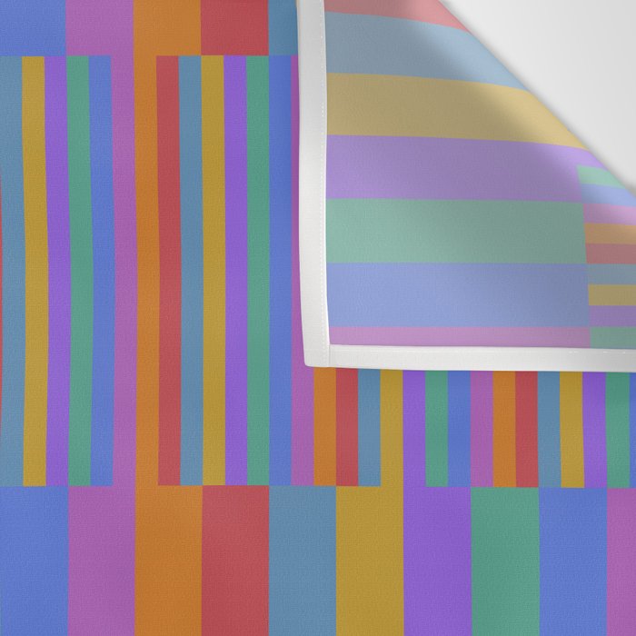 Mixed Stripes Pattern II Primary Rainbow Wall Tapestry Gallery Image 3