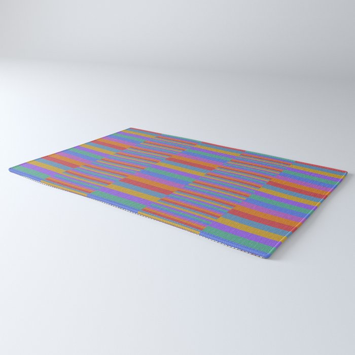 Mixed Stripes Pattern II Primary Rainbow Rug Gallery Image 3