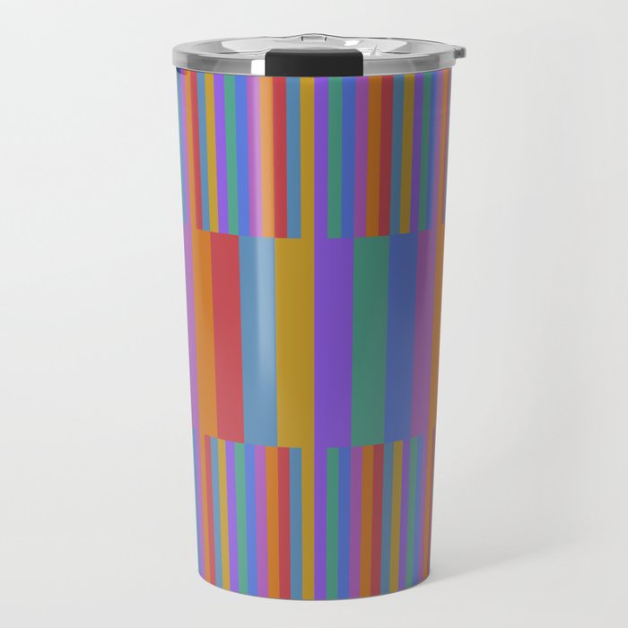 Mixed Stripes Pattern II Primary Rainbow Travel Mug Gallery Image 1
