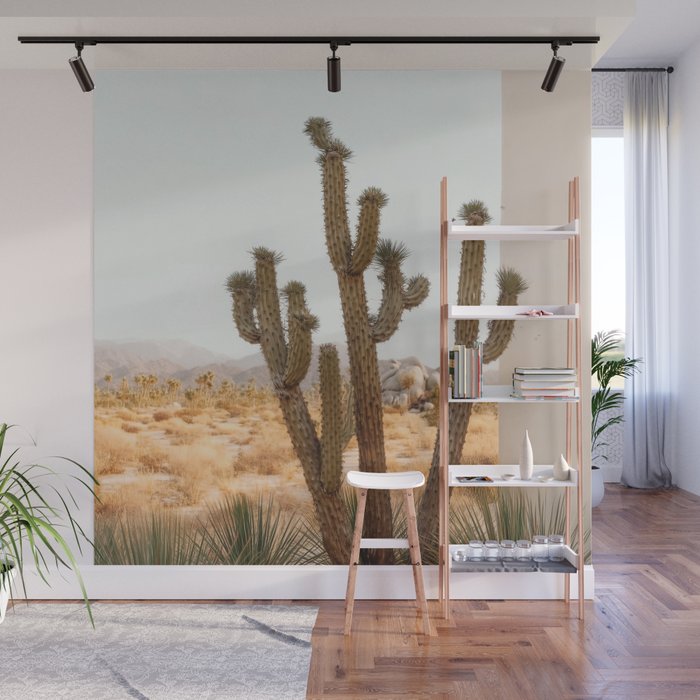 Sunset Cactus - Neutral Desert Wall Art Wall Mural Gallery Image 1