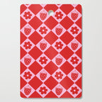 Flowers And Strawberry Pink & Red Checker Cutting Board Gallery Image 1