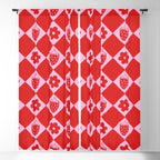 Flowers And Strawberry Pink & Red Checker Window Curtain Gallery Image 5