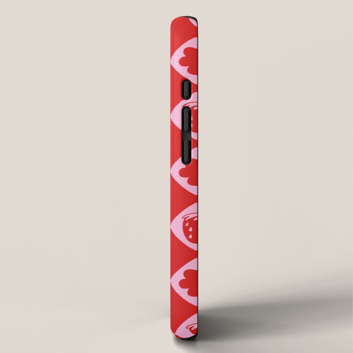 Flowers And Strawberry Pink & Red Checker iPhone Case Gallery Image 2